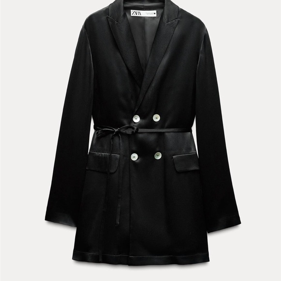 Zara Jackets & Blazers - Zara Collection Women's Flowy Black Satin Blazer | NWT | Size XS